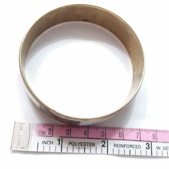 VTG Brass elephant inlay bracelet Mother of pearl 70s Luck Trunk Up - Picture 5 of 8